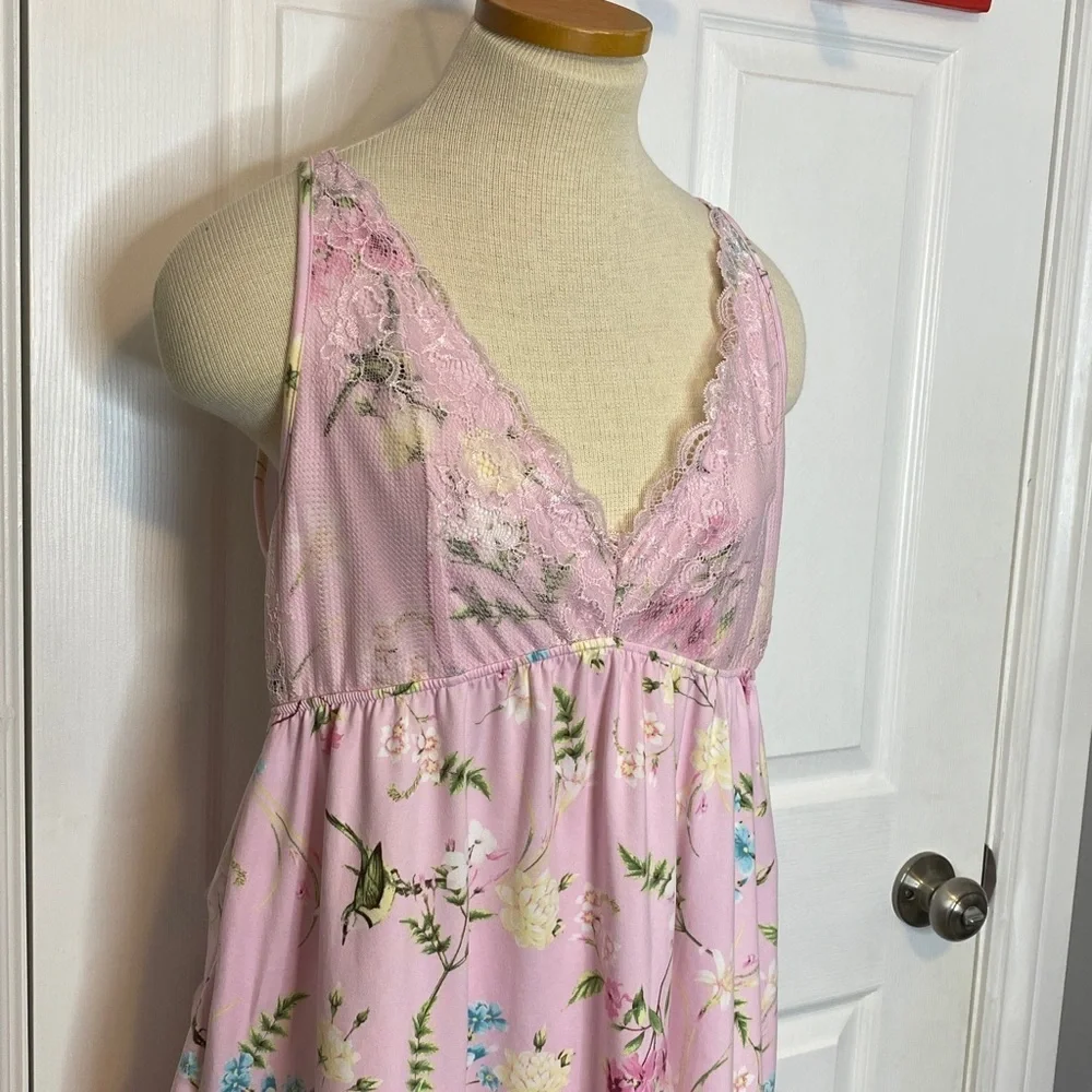La Vie en Rose Pink Floral Lace Babydoll Chemise Sleep Dress XL - Picture 2 of 15